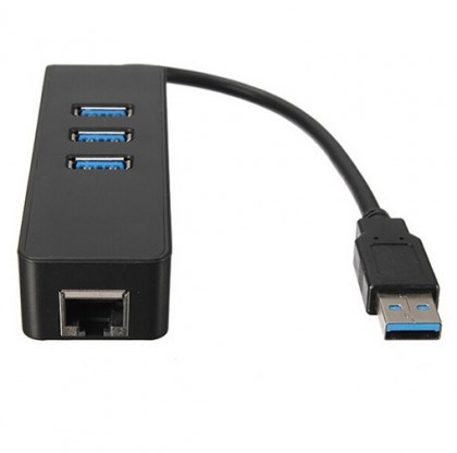 רכזת USB3.0 עם 3 פורטים + חיבור רשת LAN GIGA, תומך WIN 10