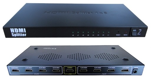 מפצל HDMI מוגבר ל-8 מסכים בו זמנית, תומך 4K@30hz + 3D, גרסת אקונומי