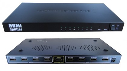 מפצל HDMI מוגבר ל-8 מסכים בו זמנית, תומך 4K@30hz + 3D, גרסת אקונומי