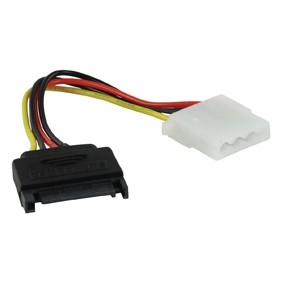 כבל MOLEX נקבה - SATA זכר, לחיבור כונן MOLEX לספק כוח עם חיבור SATA