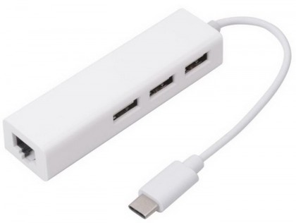 מתאם USB C לרכזת USB3.0 עם 3 פורטים + RJ45 LAN GIGA 10/100/1000